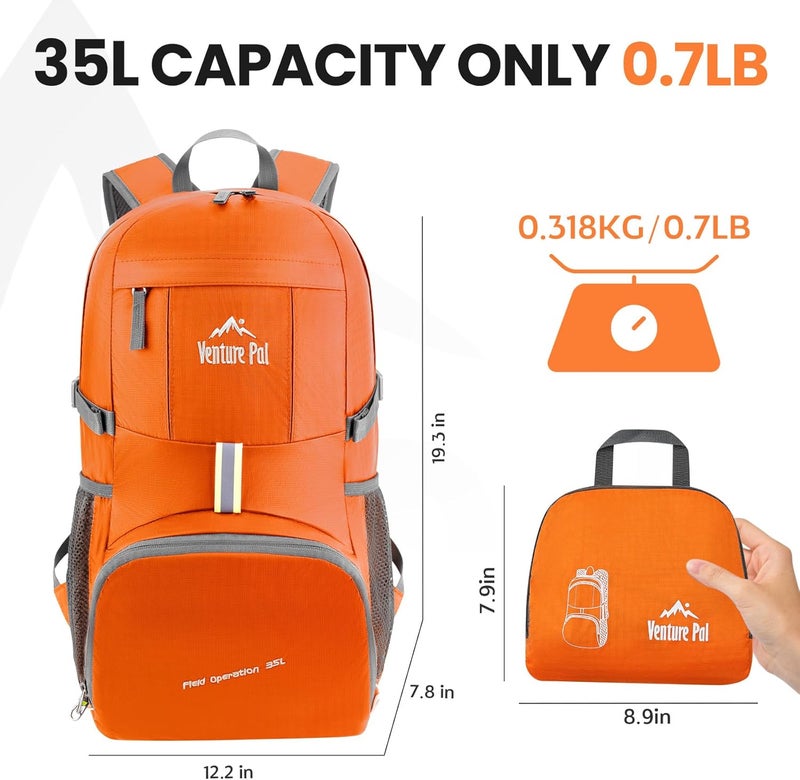 Venture Pal 35L Ultralight Lightweight Packable Foldable Travel Camping Hiking Outdoor Sports Backpack Daypack - Image 5